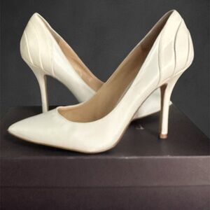 Elegant White Stiletto Leather Heels